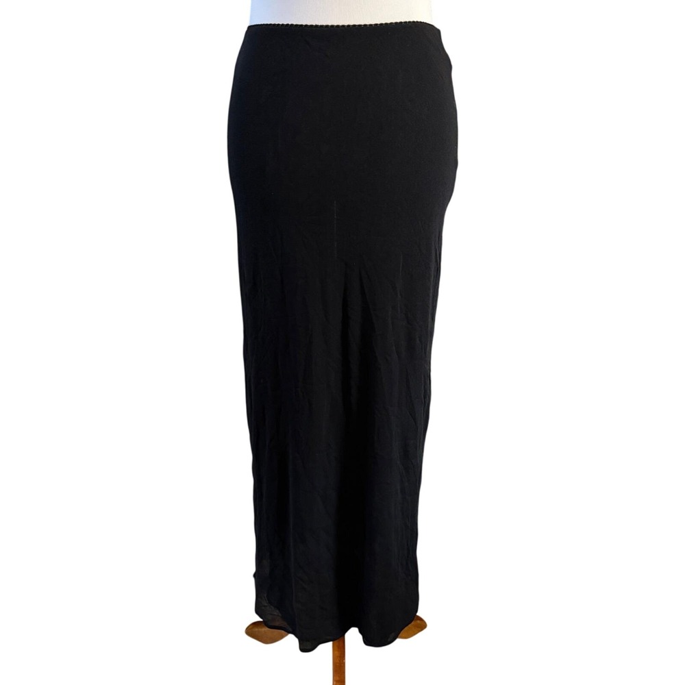 Vivienne Tam Maxi Skirt Women Size 1 (S) Black Vintage 90s Sheer Mesh Evening